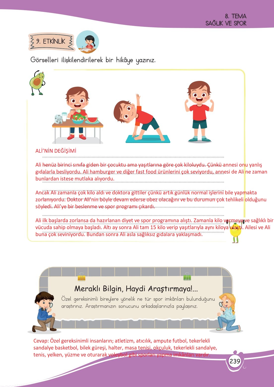 4. Sınıf Meb Yayınları Türkçe Ders Kitabı Sayfa 0239 Cevapları